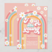 Vier jaar jonge Boho Daisy Rainbow vierde verjaard Kaart (Voorkant / Achterkant)