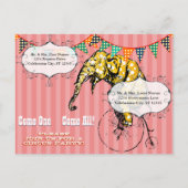 Vier jaar oud Circus Tent Olifant Verjaardagsfeest Uitnodiging Briefkaart (Achterkant)