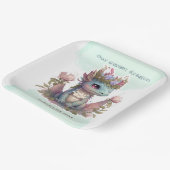 Vier jaar oud meisje draak papieren bordje (Gebogen)