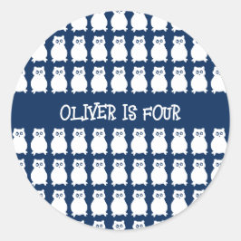 Vier jaar oud verjaardagsfeestje Uil Ronde Sticker