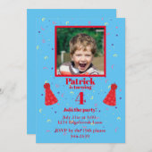 Vier jaar oude jongen confetti blauw Birthday Part Kaart (Voorkant / Achterkant)