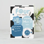 Vier jaar oude jongens verjaardag kaart (Staand voorkant)