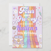 Vier jaar vierde verjaardag van de Groovy Retro Bo Kaart (Voorkant)