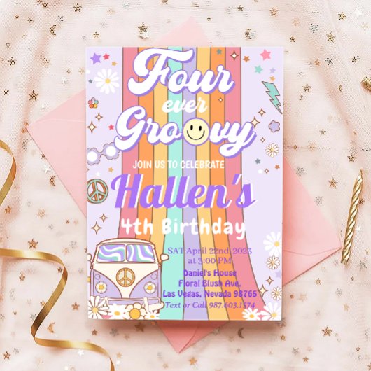 Vier jaar vierde verjaardag van de Groovy Retro Bo Kaart