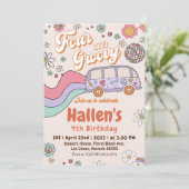 Vier jaar vierde verjaardag van de Groovy Retro Bo Kaart (Staand voorkant)