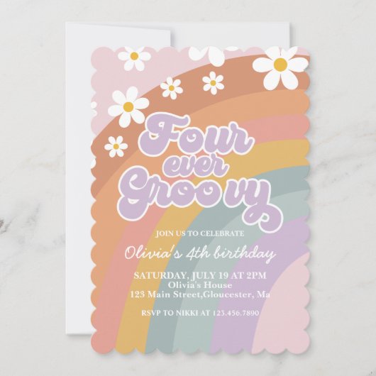 Vier jaar vierde verjaardag van de Groovy Retro-re Kaart (Voorkant)