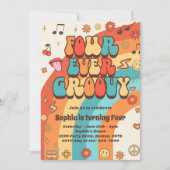 Vier jaar vierde verjaardag van de Groovy Retro-re Kaart (Voorkant)