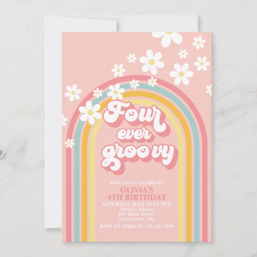 Vier jaar vierde verjaardag van de Groovy Retro-re Kaart (Voorkant)