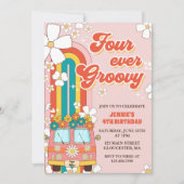 Vier jaar vierde verjaardag van de Groovy Retro-re Kaart (Voorkant)