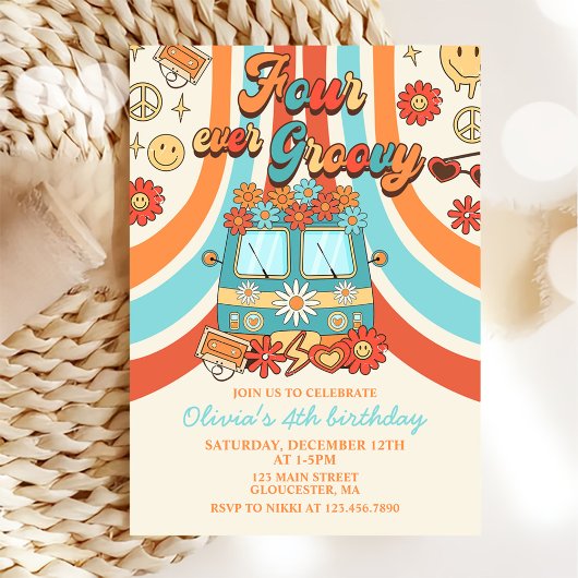 Vier jaar vierde verjaardag van de Groovy Retro-re Kaart