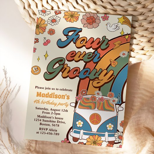 Vier jaar vierde verjaardag van de Groovy Retro-re Kaart