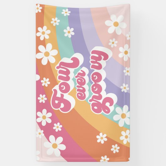 Vier jaar vierde verjaardag van de Groovy Retro-re Spandoek (Verticaal)