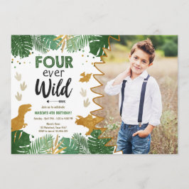 Vier jaar Wild Dino Party Boy Dinosaur Birthday Kaart
