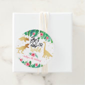 Vier jaar Wild Dinosaur Girls vierde verjaardag Bedankjes Labels (In situ)