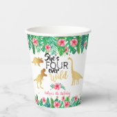 Vier jaar Wild Dinosaur Girls vierde verjaardag Papieren Bekers (Voorkant)