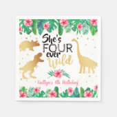Vier jaar Wild Dinosaur Girls vierde verjaardag Servet (Voorkant)