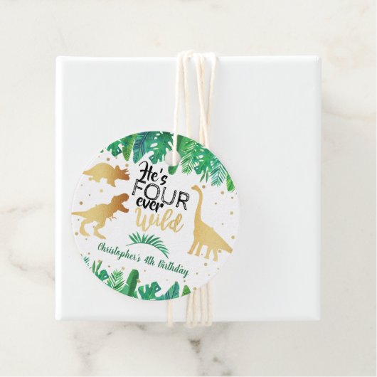Vier jaar Wilde Dinosaur Boys vierde verjaardag Bedankjes Labels (In situ)