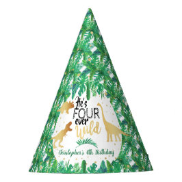 Vier jaar Wilde Dinosaur Boys vierde verjaardag Feesthoedjes