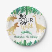 Vier jaar Wilde Dinosaur Boys vierde verjaardag Papieren Bordje (Voorkant)