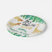 Vier jaar Wilde Dinosaur Boys vierde verjaardag Papieren Bordje (Gekanteld)