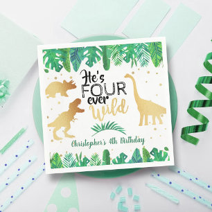 Vier jaar Wilde Dinosaur Boys vierde verjaardag Servet