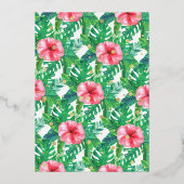 Vier jaar Wilde Dinosaur Girls 4e verjaardag Folie Uitnodiging (Achterkant)