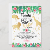 Vier jaar Wilde Meisjes vierde verjaardag Bedankkaart (Voorkant)