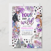 Vier jaar Wilde Safari Rainbow Cheetah vierde verj Kaart (Voorkant)