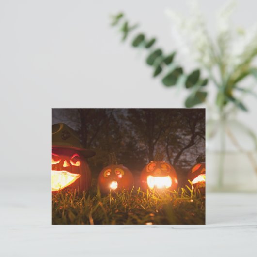 Vier Jack-o-Lanterns op Halloween Briefkaart (Staand voorkant)