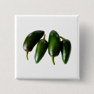 Vier Jalapeno Peppers Green Foto Vierkante Button 5,1 Cm