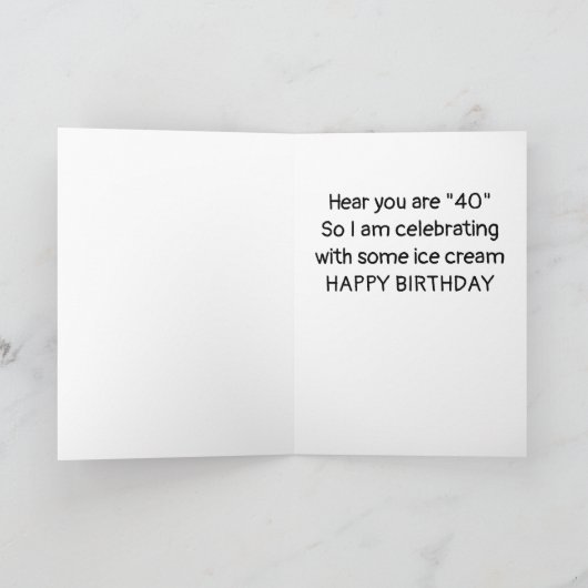 VIER "JE 40ste" met een ijsje! Kaart (Binnen)