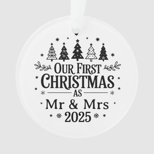 Vier je eerste kerst als getrouwd stel met een per ornament (voorkant)