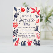 Vier je favoriete dingen op kerstvakantie kaart (Staand voorkant)