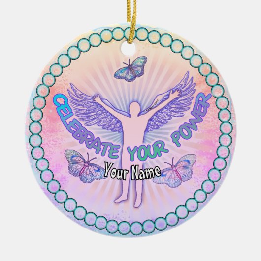 Vier je kracht keramisch ornament (Voorkant)