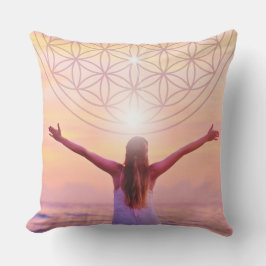 Vier je leven Flower of Life Sierkussen