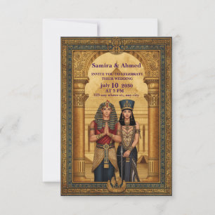 Vier je liefde met een Egyptische Farao Huwelijk Bedankkaart