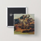 Vier Jockeys Galloping Vierkante Button 5,1 Cm (Voorkant /achterkant)