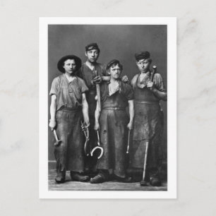 Vier Jonge Blacksmiths -  foto van 1881 Briefkaart