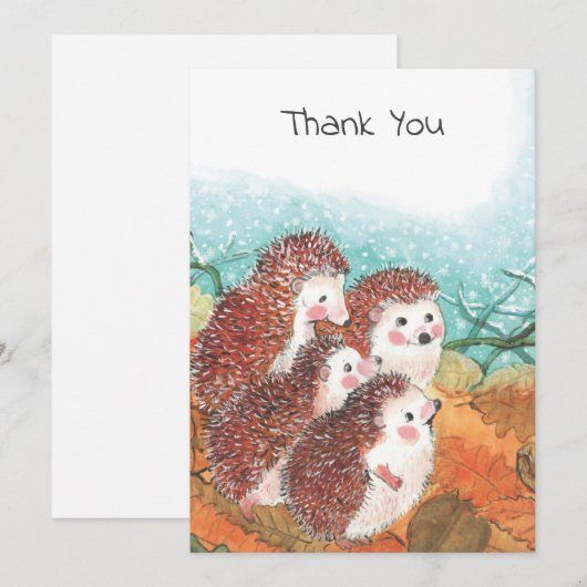 Vier jonge egels illustratie bedankkaart (Voorkant / Achterkant)