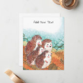 Vier jonge egels illustratie notitiekaartje (Voorkant / Achterkant in situ)