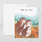 Vier jonge egels illustratie notitiekaartje (Voorkant / Achterkant)