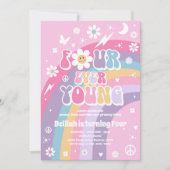 Vier jonge Hippie-regenboog op de vierde verjaarda Kaart (Voorkant)