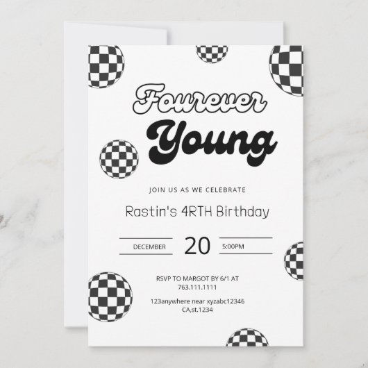 Vier jonge zwarte retro jongens 4e verjaardag kaart (Voorkant)