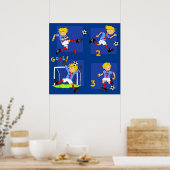 Vier jongens die Soccer spelen Poster (Keuken)
