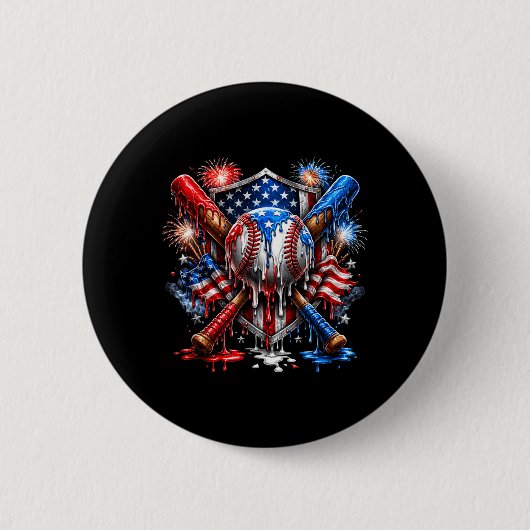 Vier juli 250 Jaar Vrijheid Honkbal Drip Ronde Button 5,7 Cm (Voorkant)