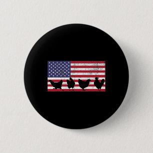 Vier Juli 4e Kip Hen Boerderij Amerikaanse Vlag Ronde Button 5,7 Cm