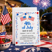 Vier Juli Amerikaanse Vlag Steenarend Barbecue Vuu