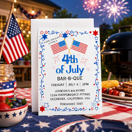 Vier Juli Amerikaanse Vlag Steenarend Barbecue Vuu Kaart