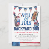 Vier juli BBQ-feestuitnodiging Kaart (Voorkant)