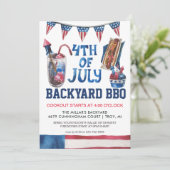 Vier juli BBQ-feestuitnodiging Kaart (Staand voorkant)